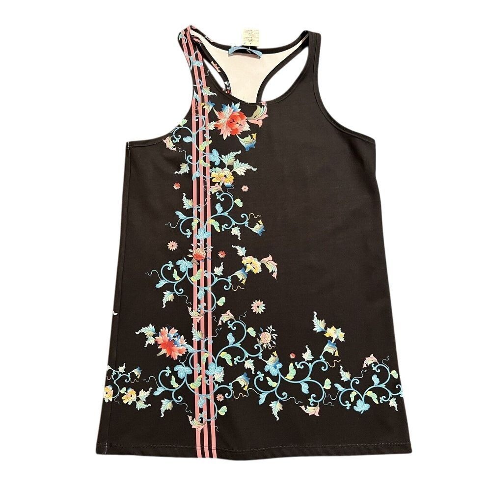 NWT Johnny Was Women's Black Tank Top Small Floral Design Garden‎ Of Flowers